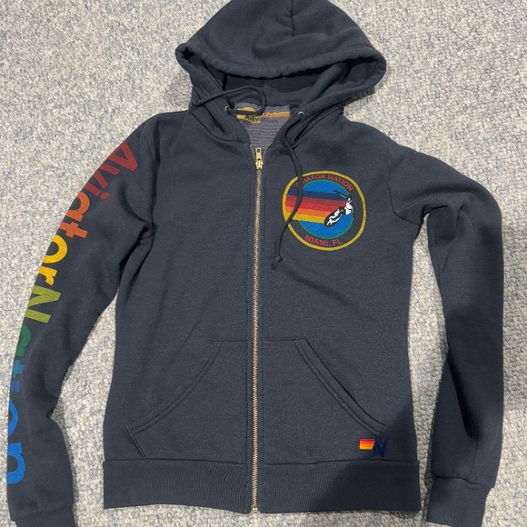 Aviator Nation Miami zip up hoodie, size x small, color navy - Picture 1 of 9